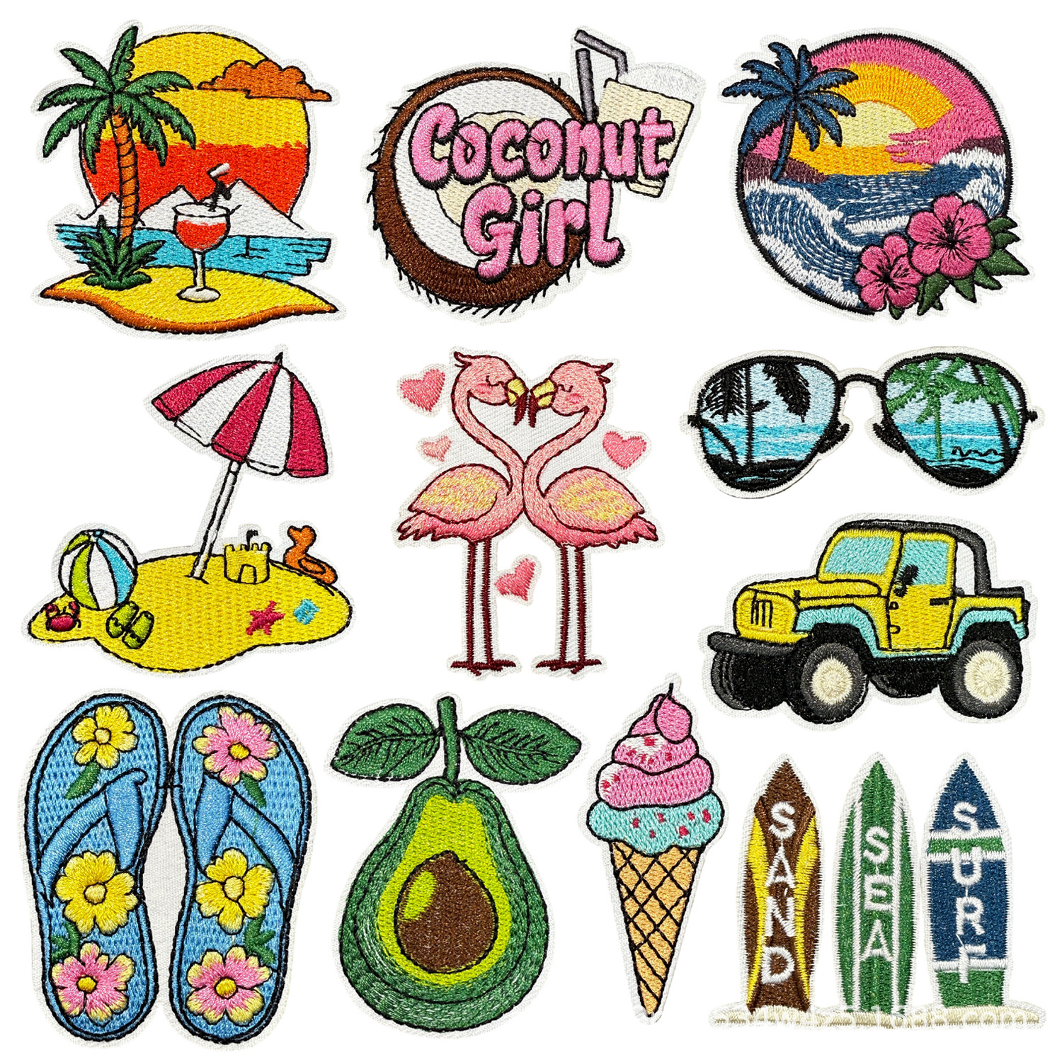 summer travel embroidery cloth sticker embroidery Patches hole sticker beach Patches sticker