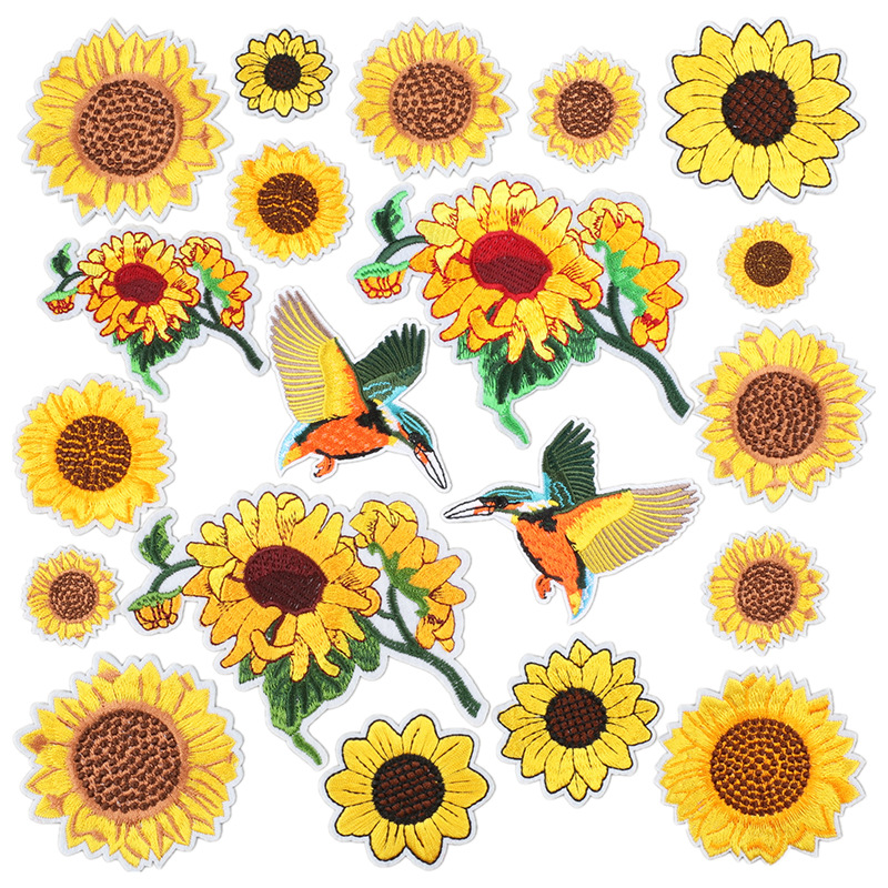 the sunflower T-shirt cloth sticker bird bag decoration can be ironed and sewn Patches sticker