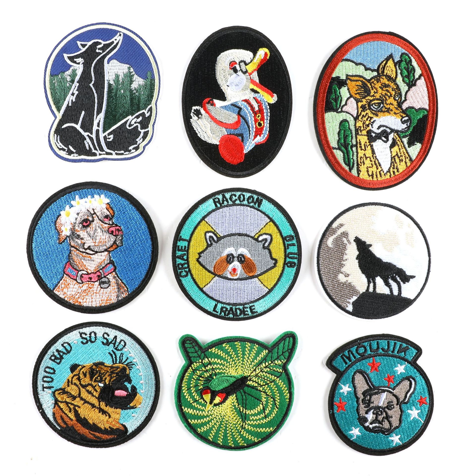 embroidery label cloth sticker Patches sticker round badge animal clothing accessories shoe and hat Patches sticker embroidery sticker