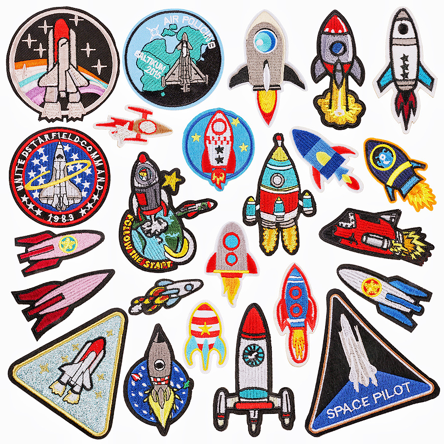 cartoon rocket embroidery cloth sticker clothing accessories decorative embroidery label Patches sticker