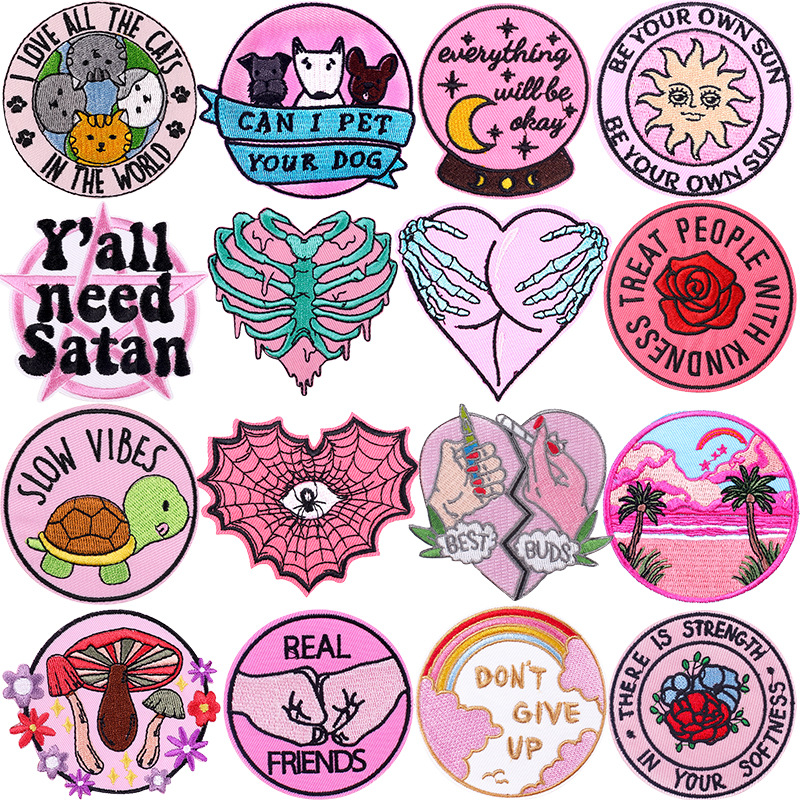 pink love cartoon animal embroidery cloth sticker embroidery clothes hat cute decorative patch