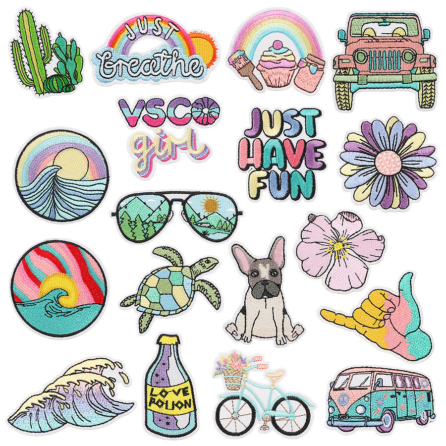 card vehicle embroidery cloth sticker clothing accessories embroidery sticker sea flower Patches sticker