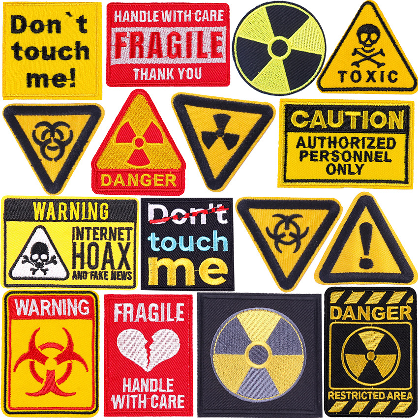 cartoon warning slogan embroidery cloth sticker DIY clothing clothing prohibited Patches sticker