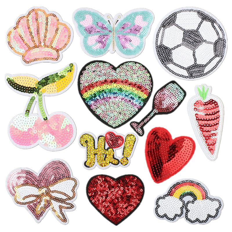 Embroidery Cloth Sticker Cherry Football Embroidery Clothes Ironing Patches Sticker
