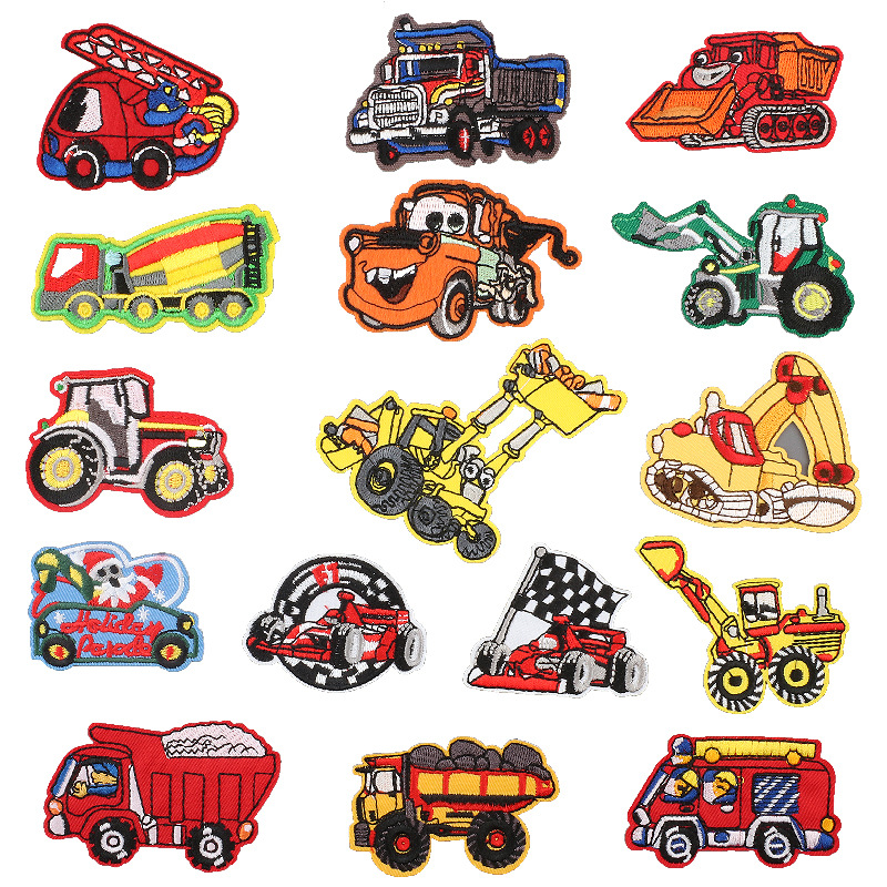 Cartoon Car Story Embroidery Cloth Sticker hat sock Clothing Hole Patches Sticker Vehicle Ironing Embroidery Sticker