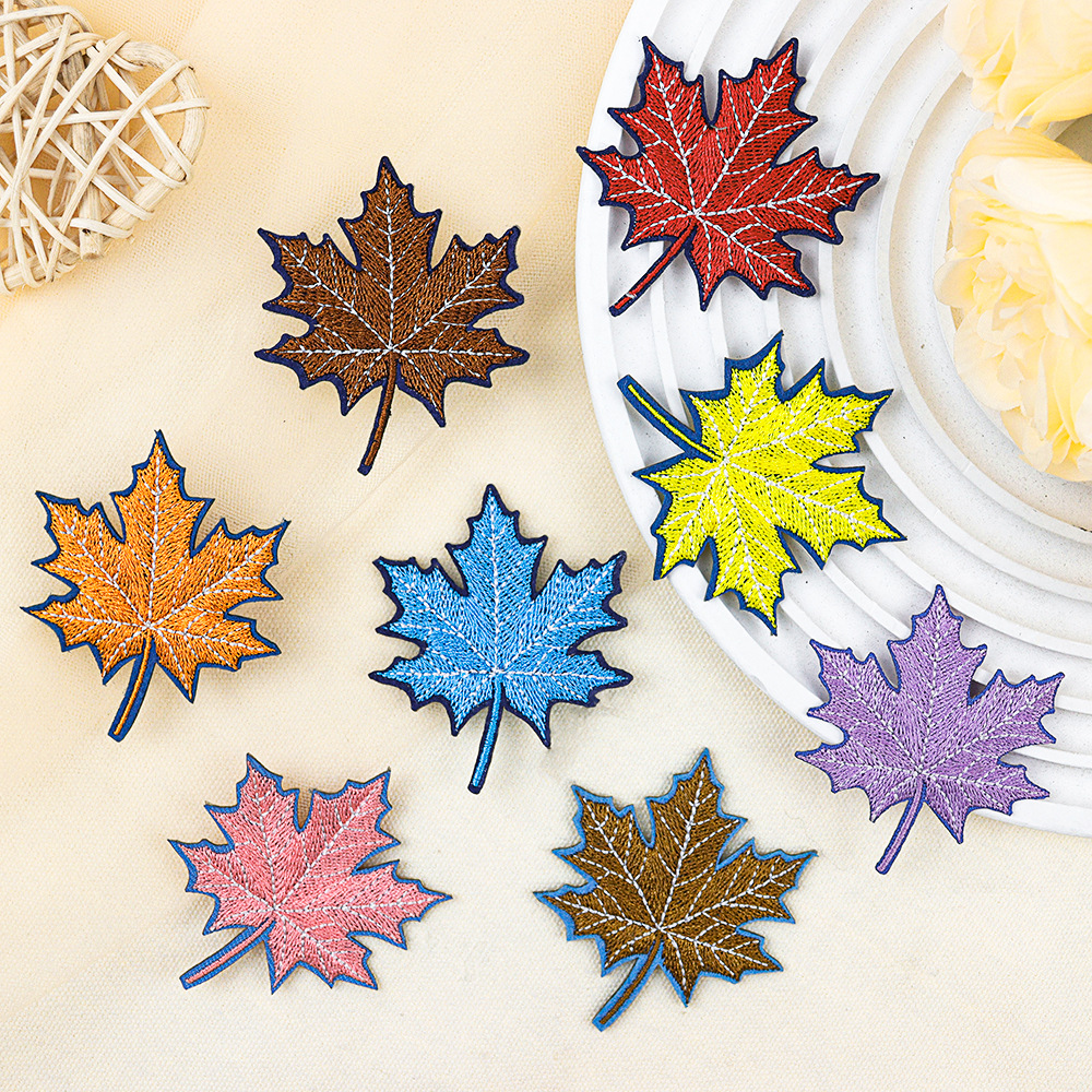 Embroidery cloth sticker large embroidery sticker glue flower glue maple leaf clothing accessories decorative sticker Patches sticker