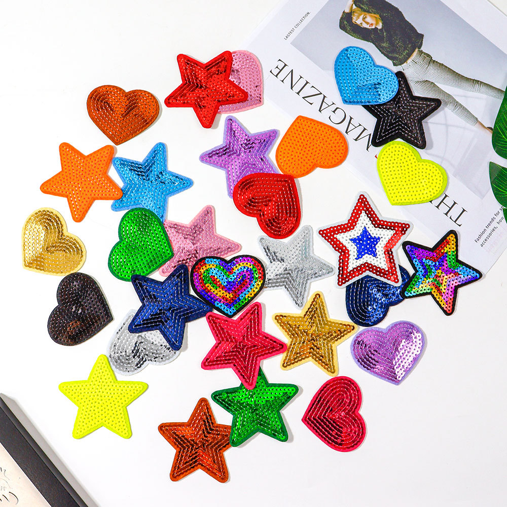 Patches sticker love embroidery sticker self-adhesive sequin cloth sticker shirt sticker embroidery clothing accessories embroidery sticker bag