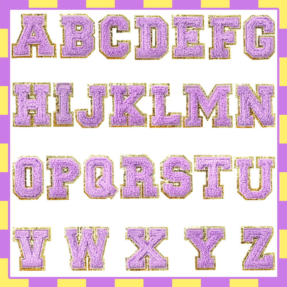 DIY 5cm gedge adhesive cloth sticker purple 26 letters clothing bag patch