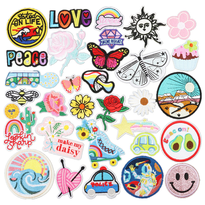 31 flowers embroidery cloth sticker letter car embroidery ironing label