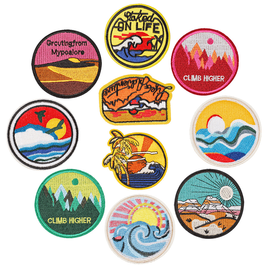 sunset badge cloth sticker clothing decoration without holes DIY embroidery Patches sticker