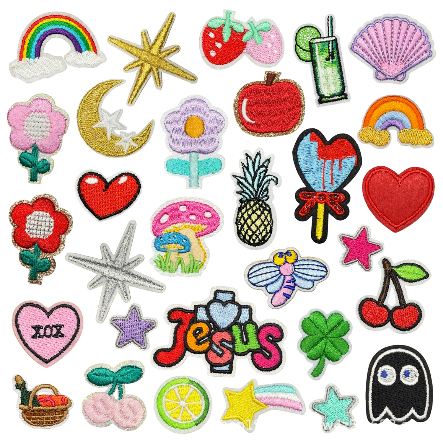 Embroidery Patches Sticker Red Apple Embroidery Cloth Sticker Size Hole Sticker Decorative Chapter