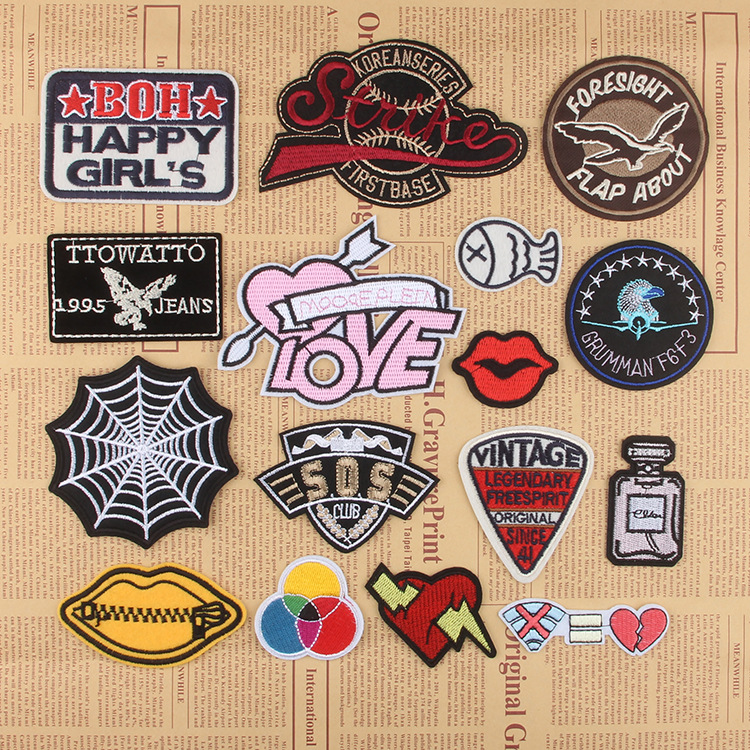 Patches stickers clothes decorative stickers, iron on patches DIY cartoon iron on patches jacket cloth labels embroidery stickers
