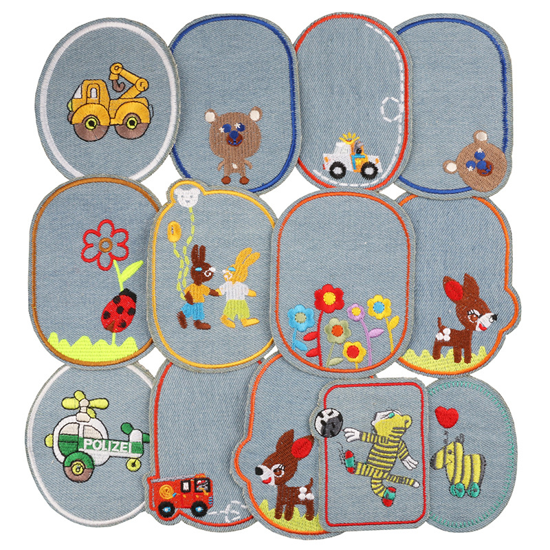 cartoon jeans sticker embroidery hole repair Patches embroidery sticker