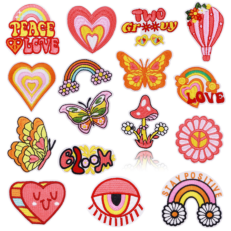 Hippie cartoon cloth sticker clothes bag flowers ironing Patches sticker