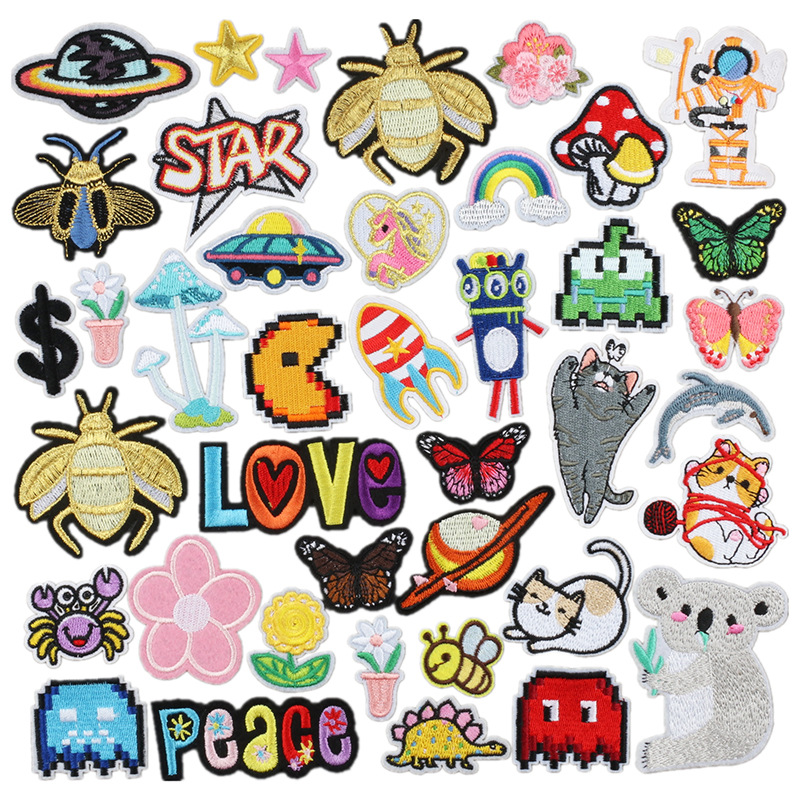 iron on patches Cartoon Animals Flowers Bees Mushrooms Clothes Bag Patches