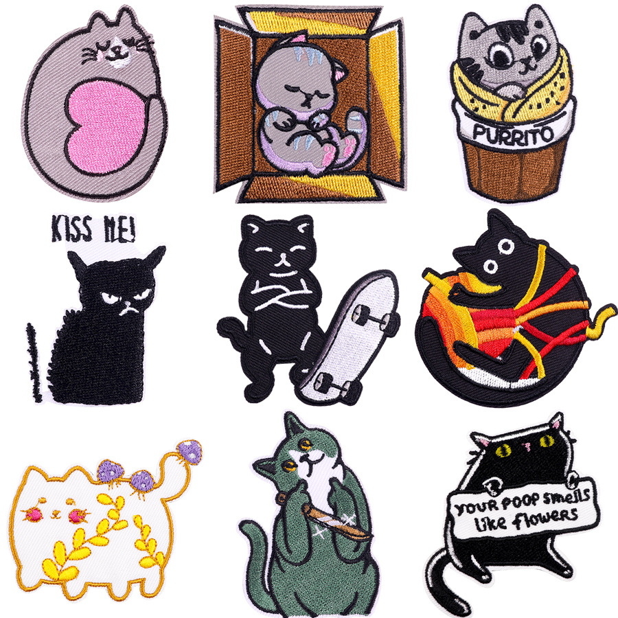 cartoon animal embroidery cloth sticker DIY cute cat clothing accessories embroidery Patches sticker