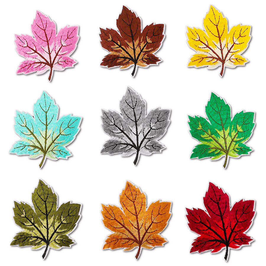 maple leaf embroidery cloth sticker clothing bag decoration accessories DIY ironing embroidery Patches