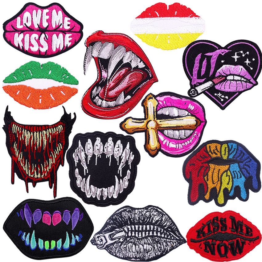 lips embroidery cloth stickerDIY clothes sticker