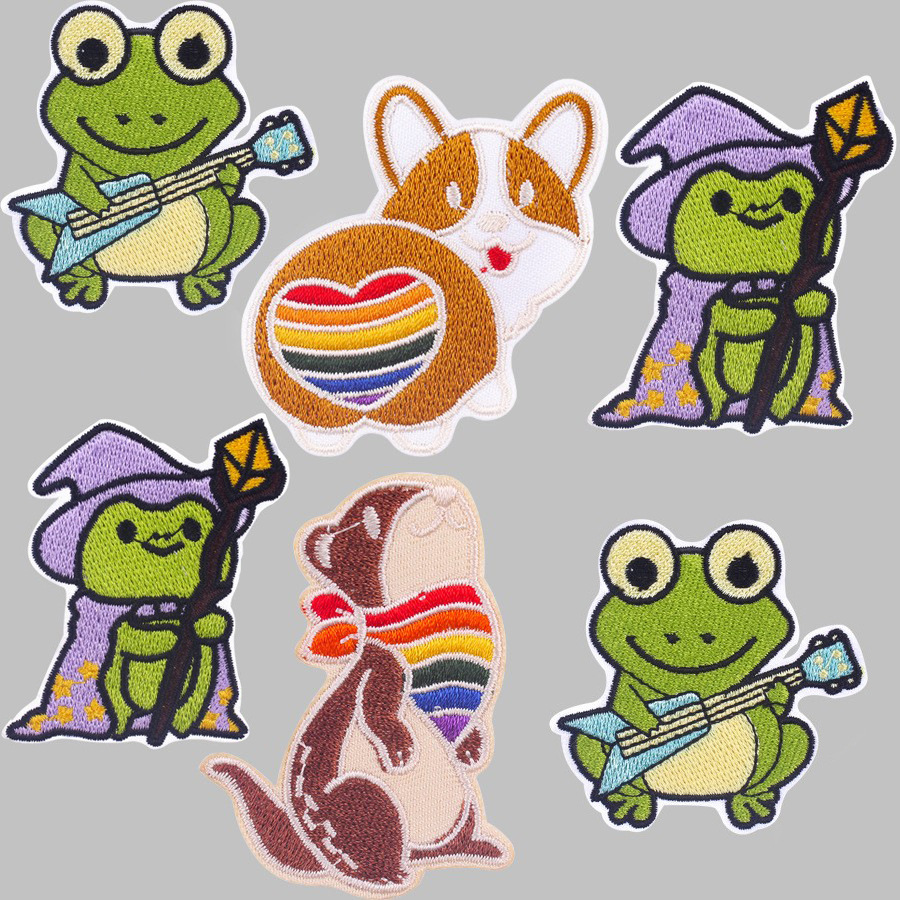 rainanimal cloth sticker embroidery frog Patches sticker DIY clothing accessories clothes ironing sticker
