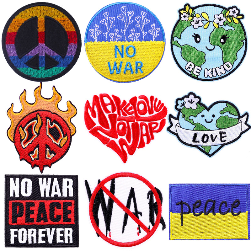 peace embroidery cloth sticker clothing DIY cartoon earth Patches hat decorative belt adhesive cloth sticker