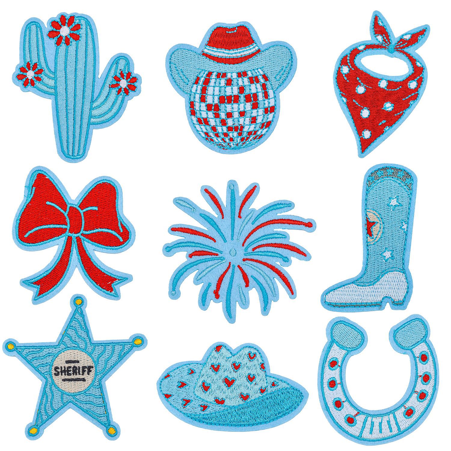 blue western embroidery Patches decal DIY clothing accessories cloth sticker bag hat decorative sticker