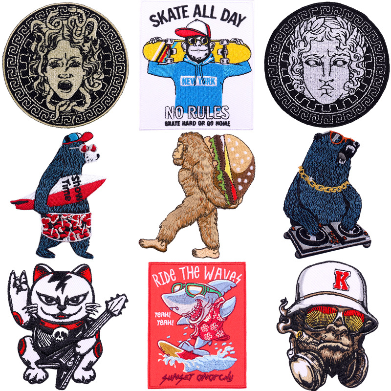 shark DIY cloth sticker Medusa jacket orangutan Patches sticker