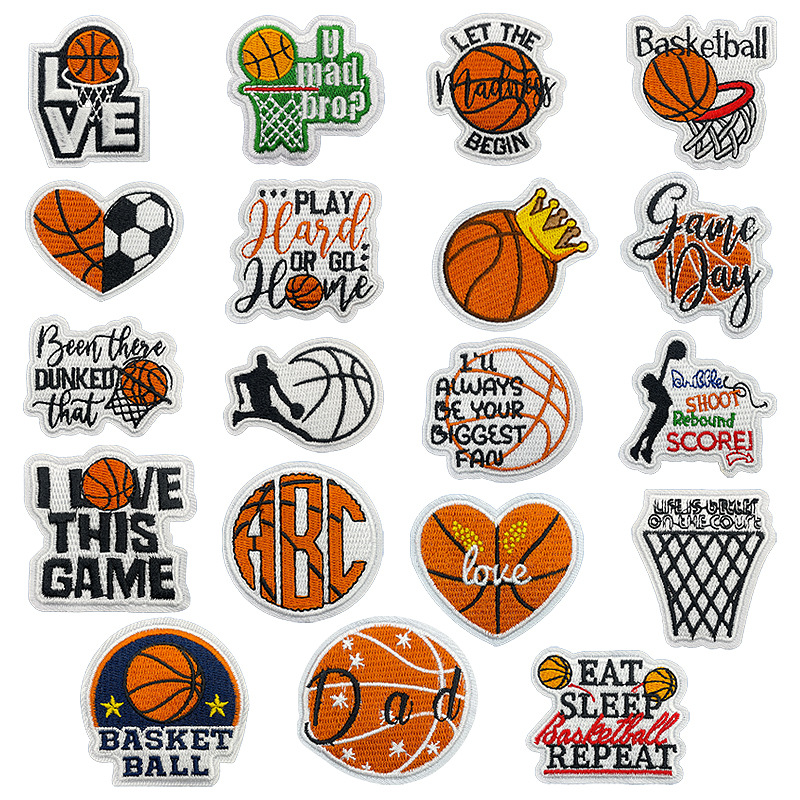 English basketball embroidery sticker embroidery DIY cloth sticker ironing Patches sticker