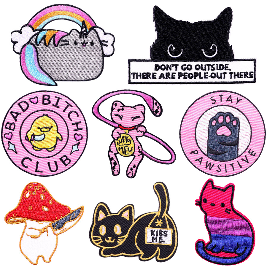 hat sock cartoon cat embroidery cloth sticker DIY hat sock T-shirt heat transfer Patches sticker