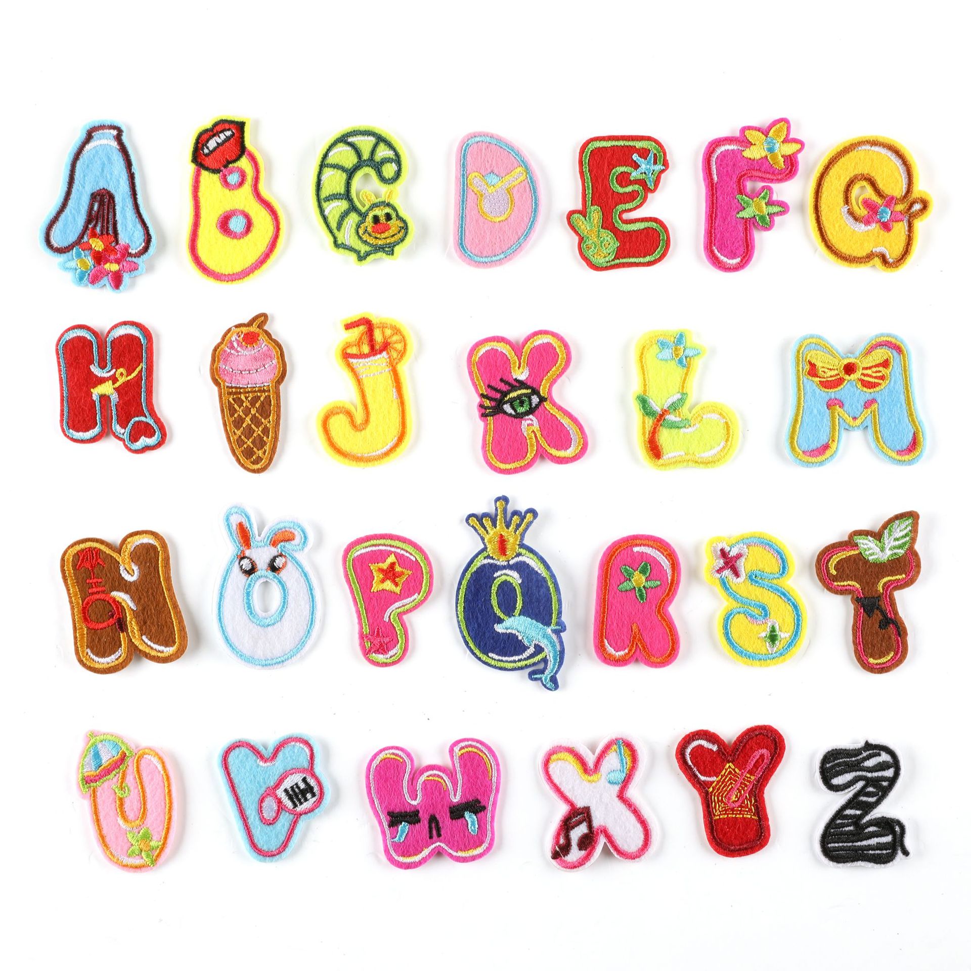embroidery badge cloth sticker 26 English letters Patches sticker cartoon animal clothing accessories