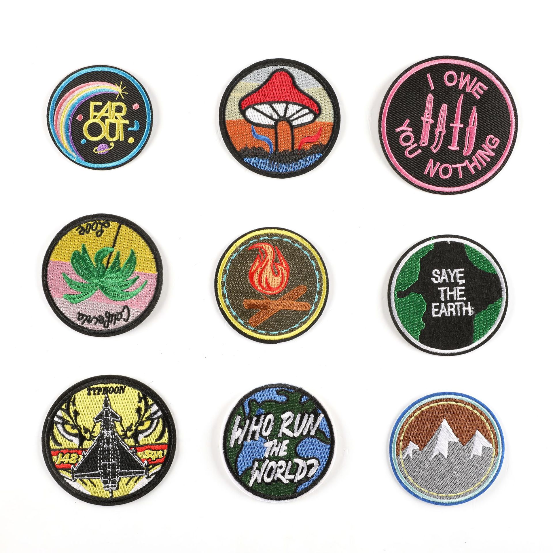 Embroidery Mark Clothing Accessories Badge Round Camping Series Patches Sticker Embroidery Cloth Sticker Cloth Label