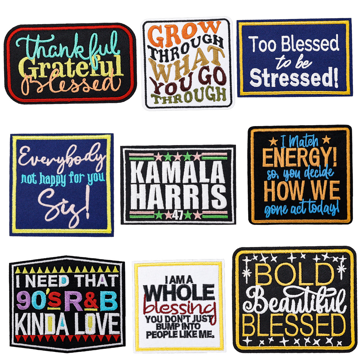 inspirational words English alphabet embroidery cloth sticker large sign embroidery mark Patches sticker and washable