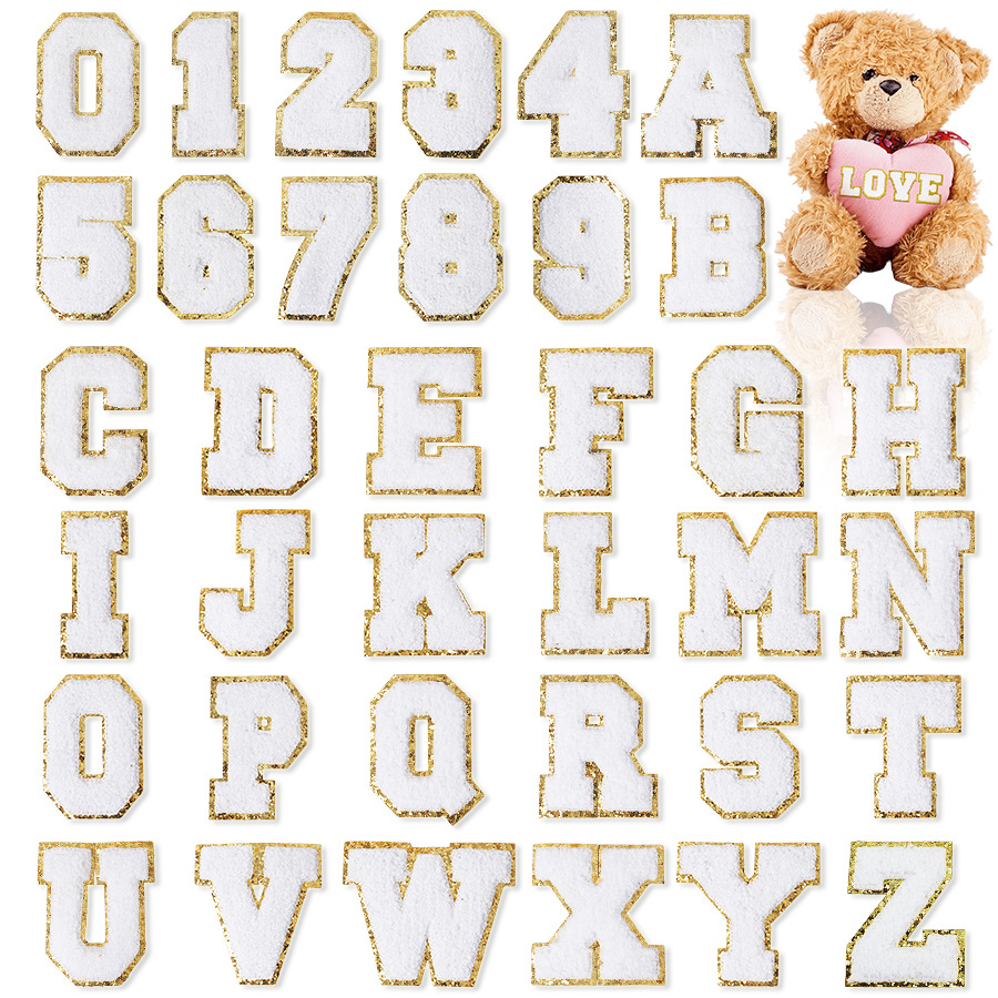 embroidery label white embroidery letters ironing Patches sticker clothes sewing embroidery cloth sticker