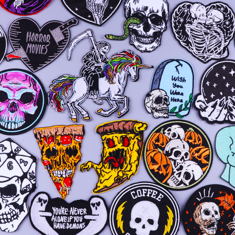 pizza cloth sticker embroidery DIY skull strap adhesive T-shirt Patches sticker