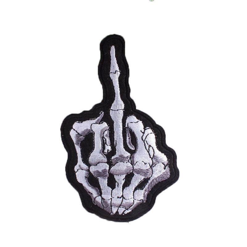 vertical middle finger finger skull embroidery cloth sticker DIY clothing accessories embroidery Patches sticker