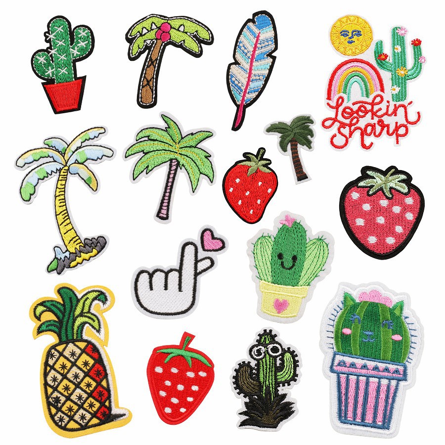 Coconut Tree Cactus Embroidery Patches Sticker Embroidery Sticker Clothing Accessories Cloth Sticker