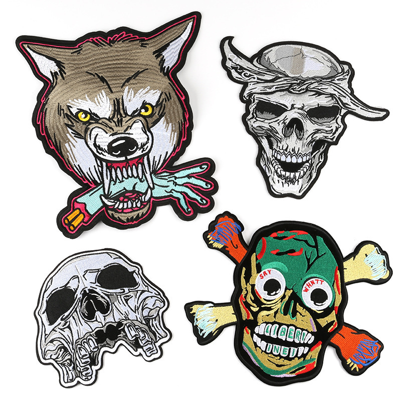 embroidery label skullPatches ghost head clothing accessories cloth sticker