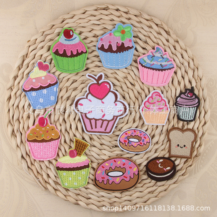 Cartoon cake cloth sticker Patches decal donut clothing decoration accessories clothes bag DIY decal