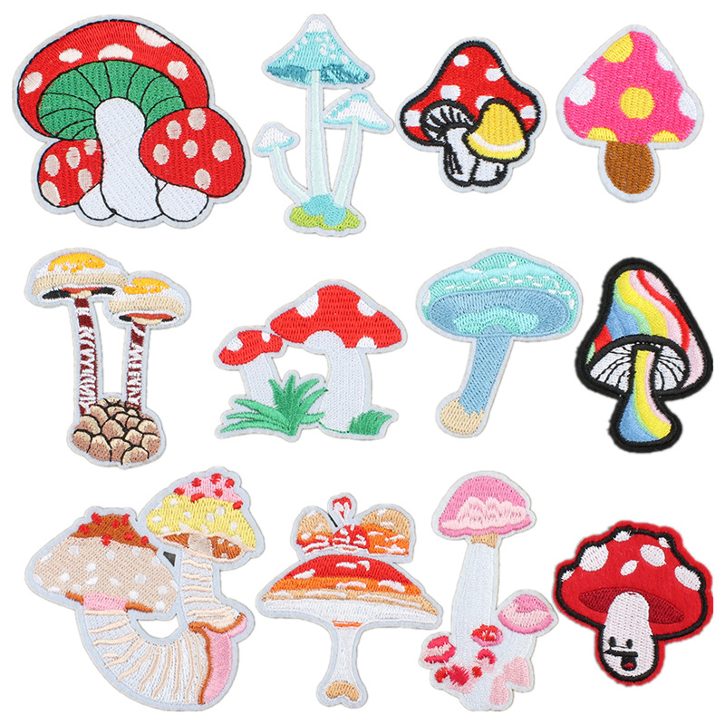 Cartoon Colored Mushroom Cloth Sticker Embroidery Mushroom Clothes Decorative Seal Embroidery Ironing Patches Sticker