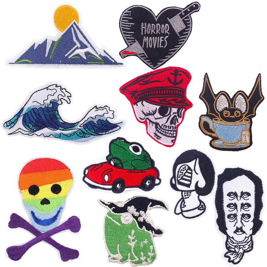 skull embroidery iron on patches,DIY clothing accessories embroidery Patches stickers