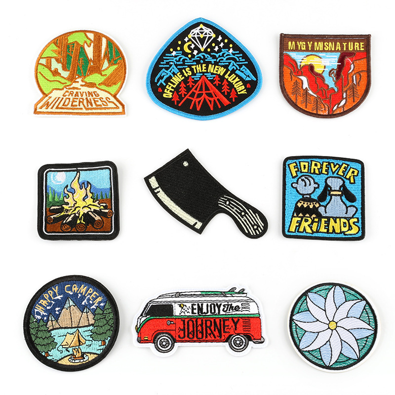 Embroidery Badge Round Natural Scenic Car Patches Sticker Clothing Accessories Luggage Accessories Cloth Label Cloth Sticker