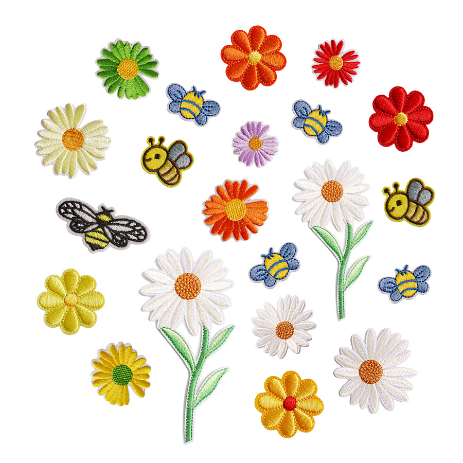 Cartoon colored daisies clothing bag embroidery cloth sticker cute embroidery Patches sticker