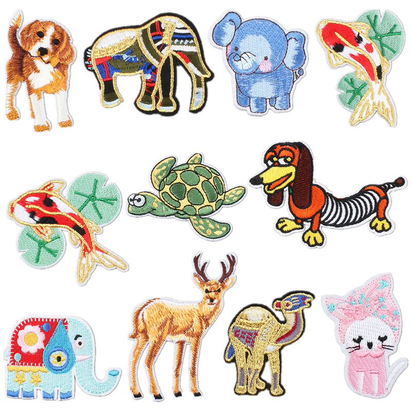 cartoon elephant camel embroidery cloth sticker dog turtle embroidery hat sock clothing hole Patches sticker