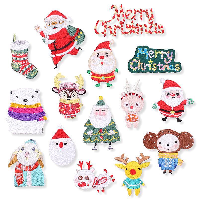 Santa Claus embroidery cloth sticker hand ironing ironing sticker clothing hat decoration embroidery label Patches sticker