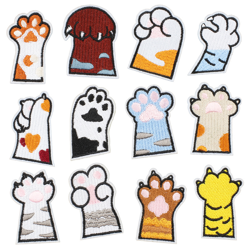 and cute cat paw dog paw embroidery cloth sticker embroidery clothes ironing Patches sticker
