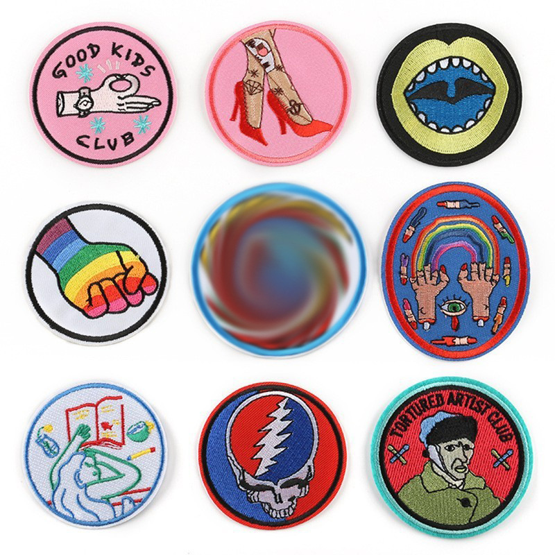 Round embroidery badge character avatar Patches sticker clothing accessories luggage accessories cloth label cloth sticker.