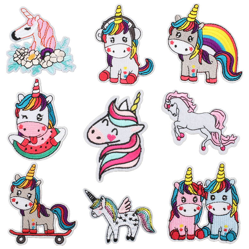 cartoon cute unicorn embroidery cloth sticker embroidery clothes bag pants  ironing Patches sticker