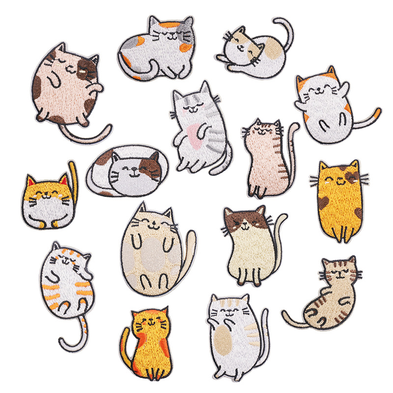 cute cartoon animal cat embroidery cloth sticker clothing bag mobile phone case embroidery Patches sticker