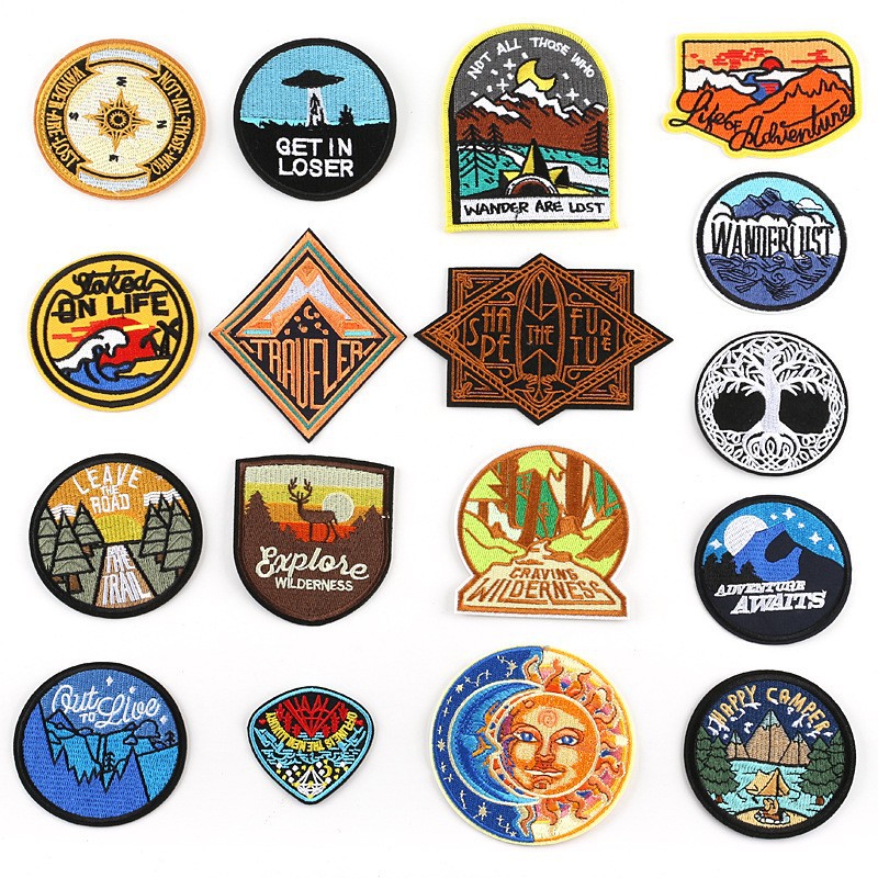 embroidery badge clothing accessories round landscape Patches sticker embroidery cloth sticker