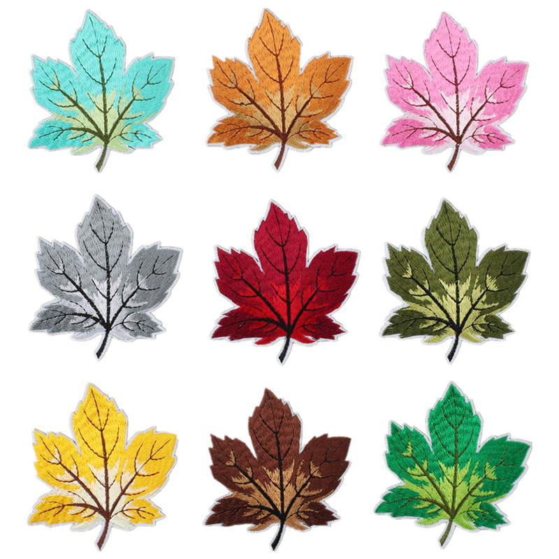 maple leaf embroidery jacket decorative plant clothes hole repair Patches sticker