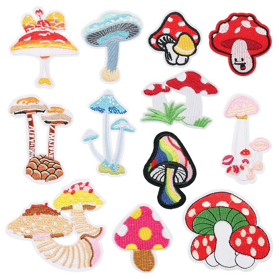 cute mushroom embroidery cloth sticker hat sock clothing decorative Patches sticker embroidery